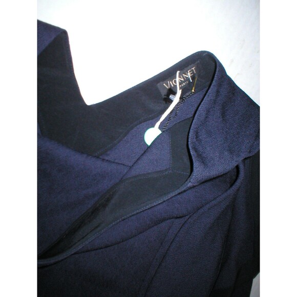 New Womens NWT 40 Italy Vionnet Paris Dress Gown 4 Designer Navy Blue Cupro Silk - Picture 7 of 12